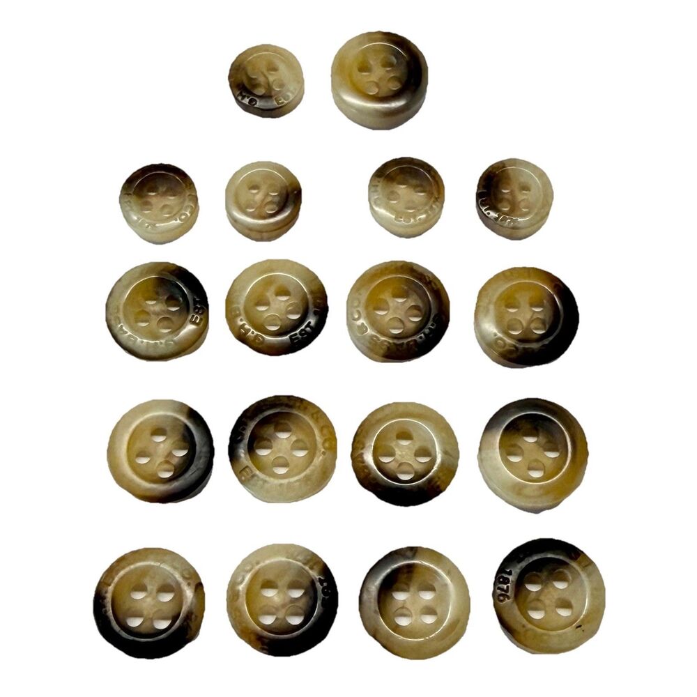 Lot of 18 G.H. Bass & Co Replacement Buttons Faux Horn Shirt & Cuff Set + Extras